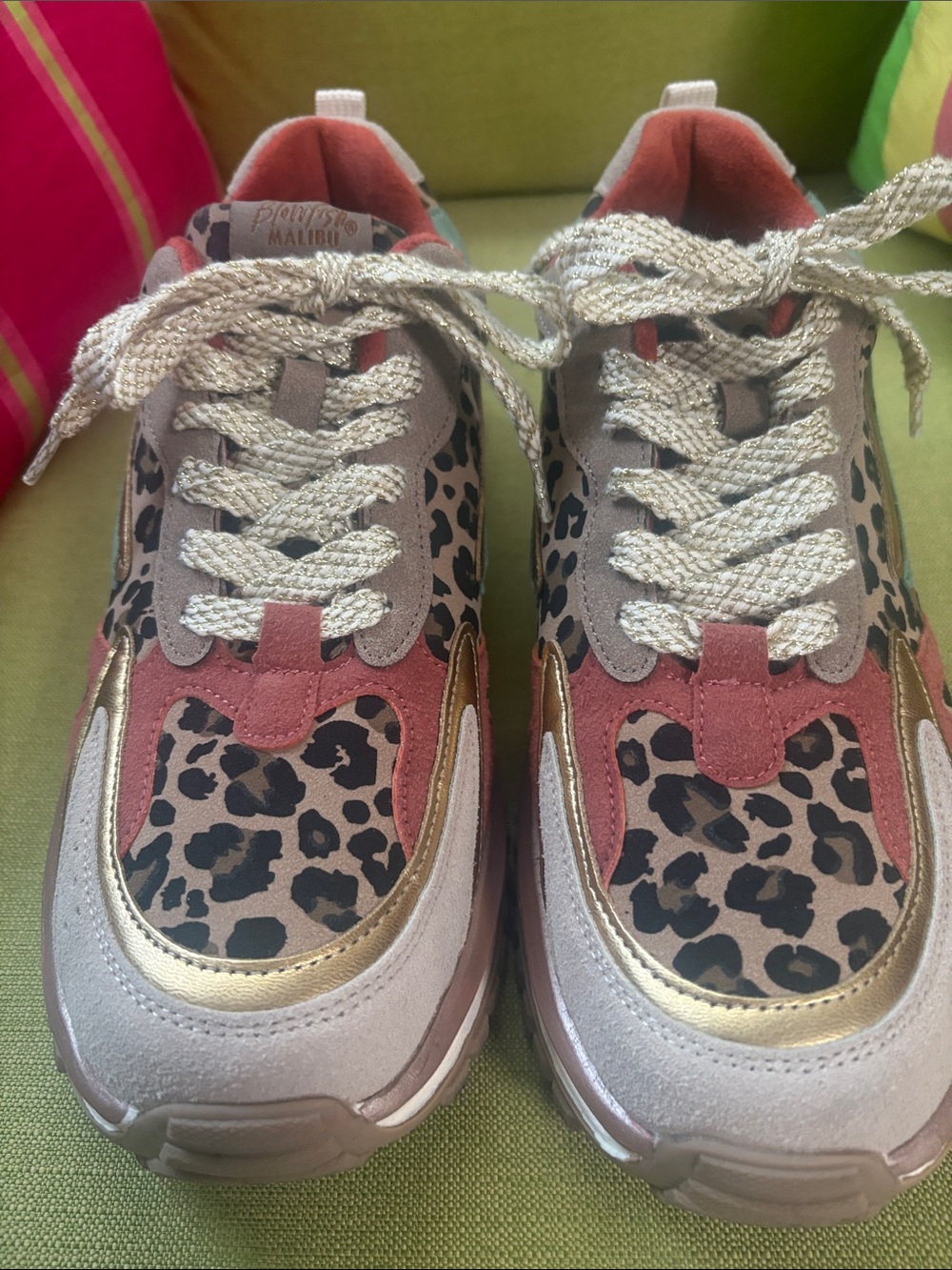 Blowfish Women’s Leopard-Print Sneakers in Rust, Gold, and Bronze